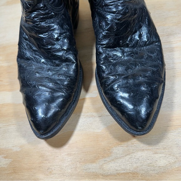 Lucchese Black  Leather Cowboy Boots Men’s Size 9 D - Picture 4 of 10